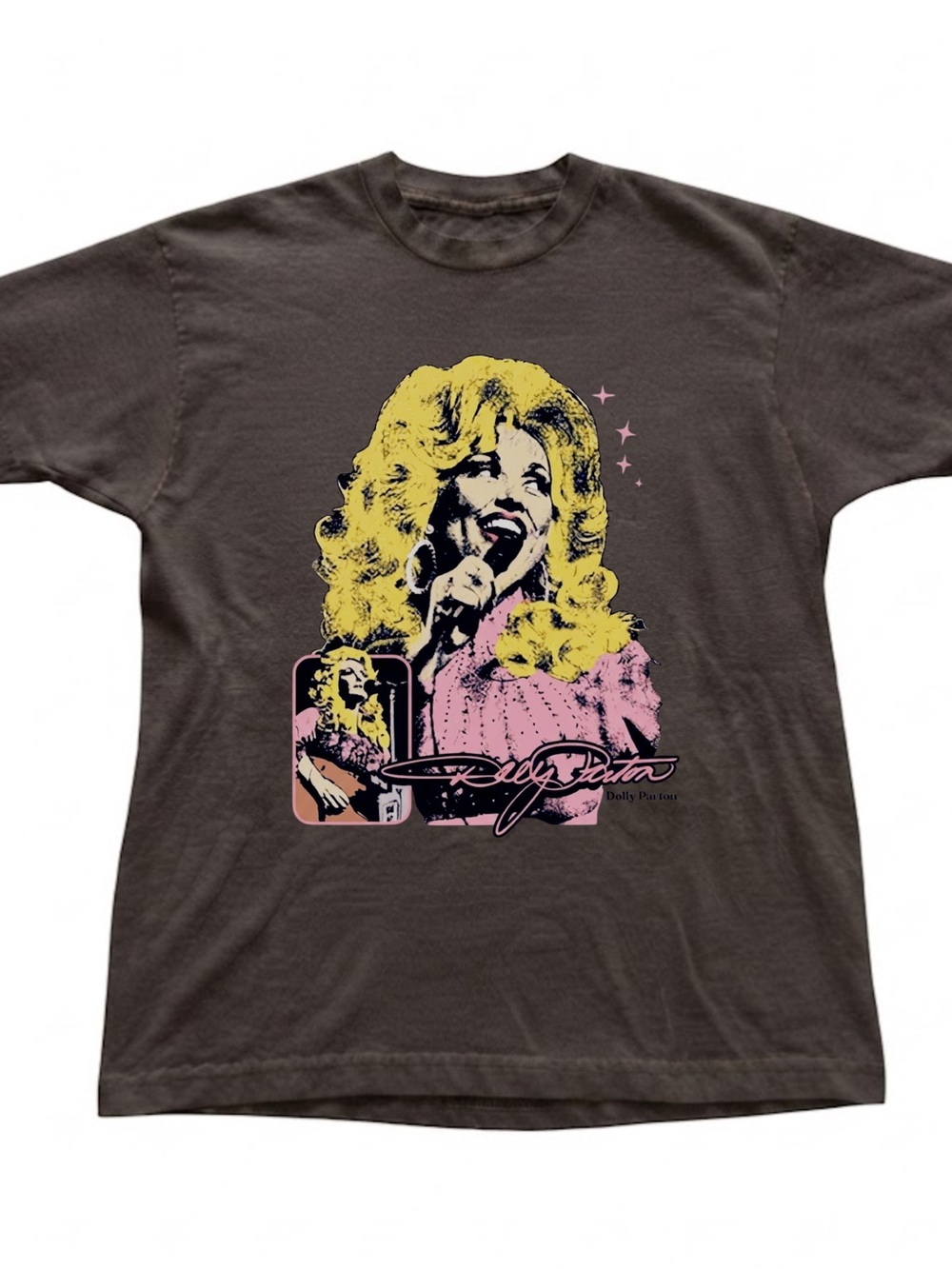 Dolly Country Concert Graphic Brown Cotton Gildan T-Shirt